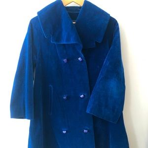Vintage blue velvet swing coat